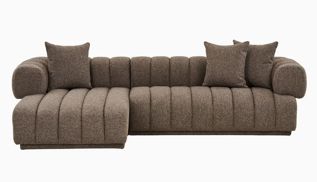 L’Aurora – Canapé Lounge Méridienne en Velours Terre d'Ombre (293 cm)