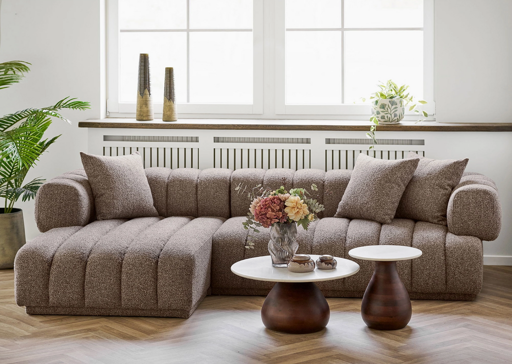 L’Aurora – Canapé Lounge Méridienne en Velours Terre d'Ombre (293 cm)
