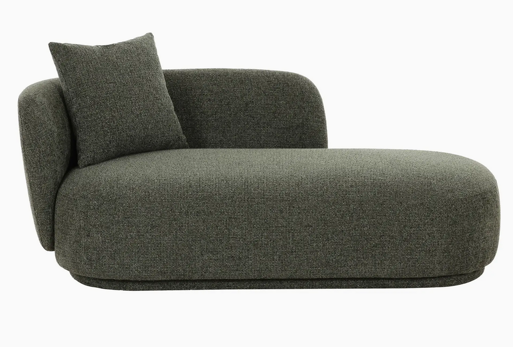 Le Mykonos – Daybed Sculptural & Coussin Cylindrique Vert Sauge