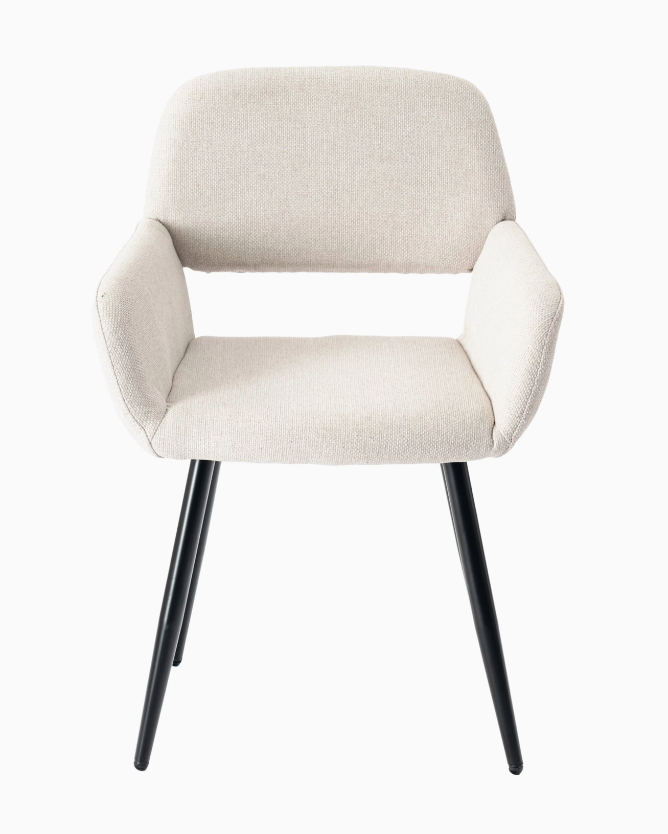 Le Quatuor Mayfair — Ensemble de 4 Fauteuils de Table en Tissu Beige & Piétement Noir Mat