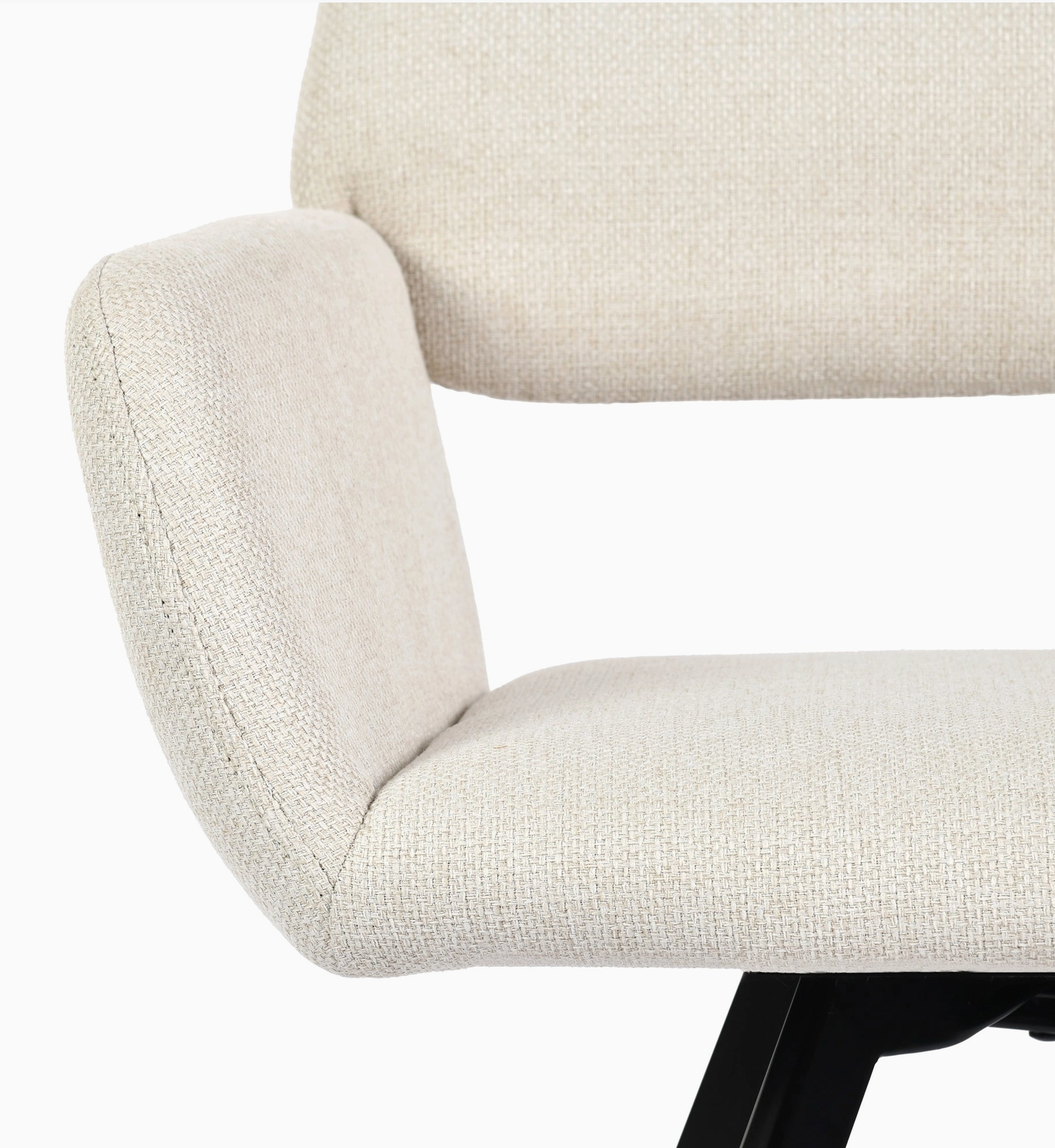 Le Quatuor Mayfair — Ensemble de 4 Fauteuils de Table en Tissu Beige & Piétement Noir Mat