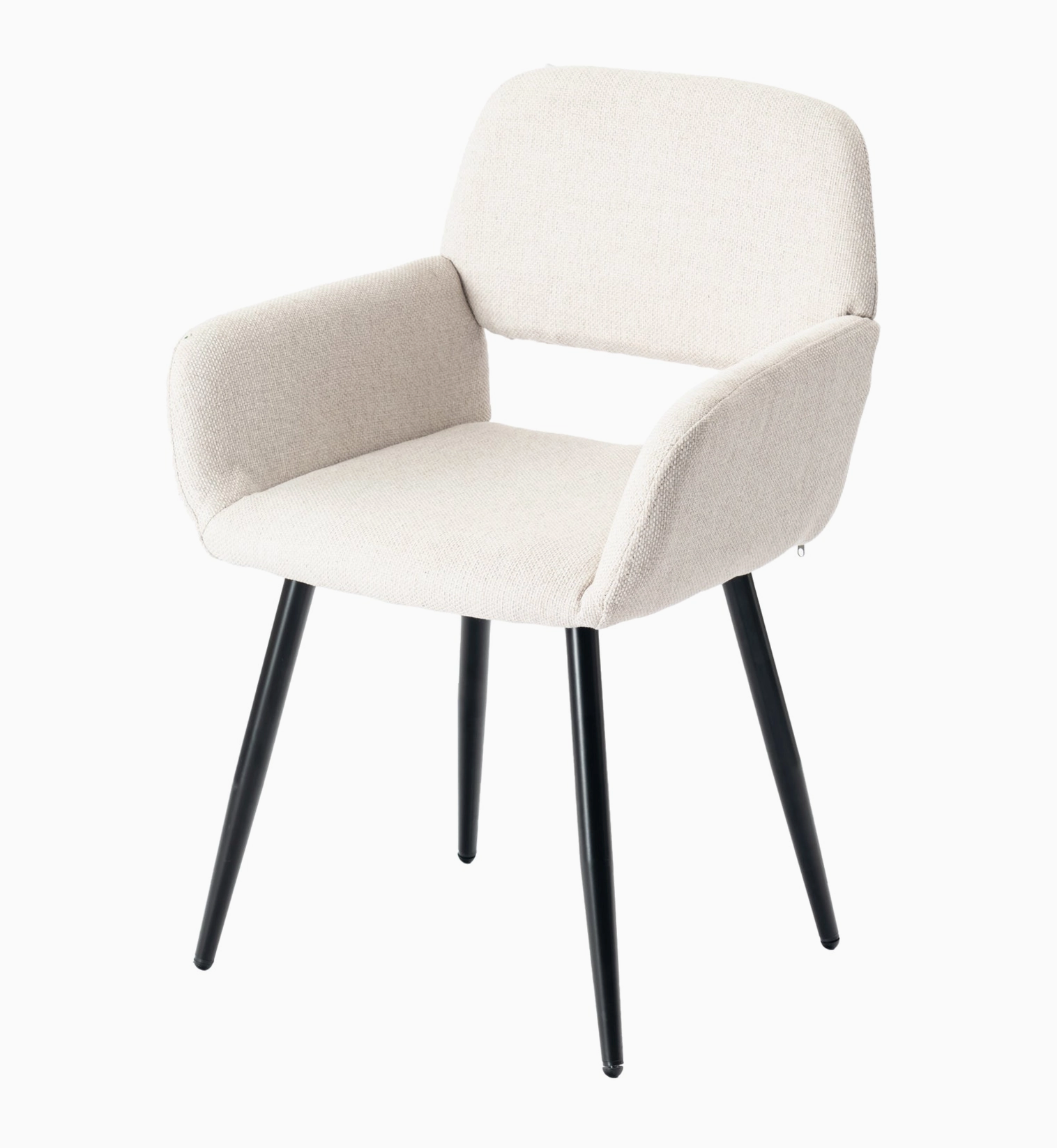 Le Quatuor Mayfair — Ensemble de 4 Fauteuils de Table en Tissu Beige & Piétement Noir Mat