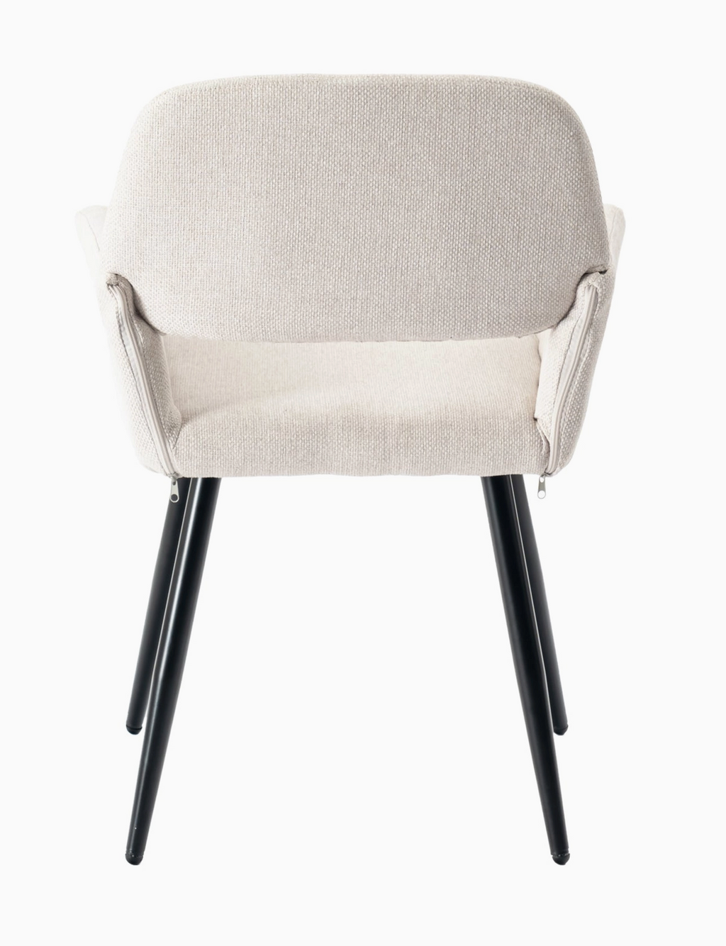 Le Quatuor Mayfair — Ensemble de 4 Fauteuils de Table en Tissu Beige & Piétement Noir Mat
